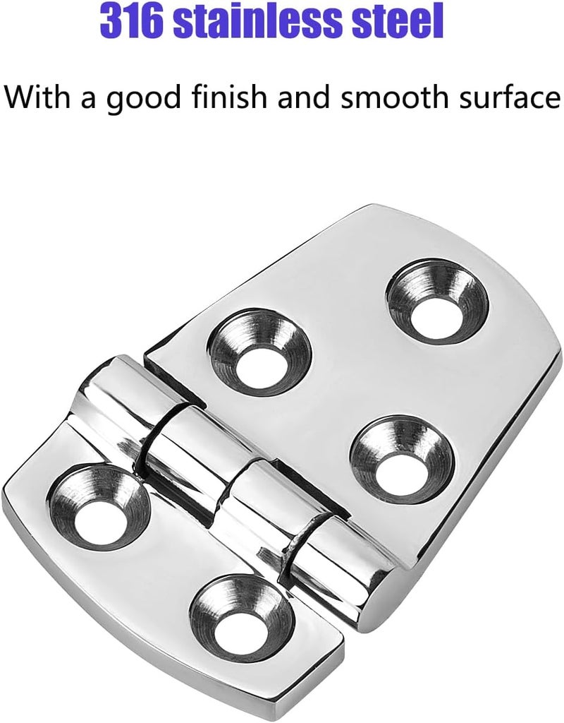 ODYSUNRAL 2 Pcs Marine Boat Hatch Hinges Stainless Steel, No Noise, Sturdy, 5 Holes 2.25 inch x 1.5 inch(57 x 38 MM), 316 Stainless Steel Door Hinges with Screws - Image 3